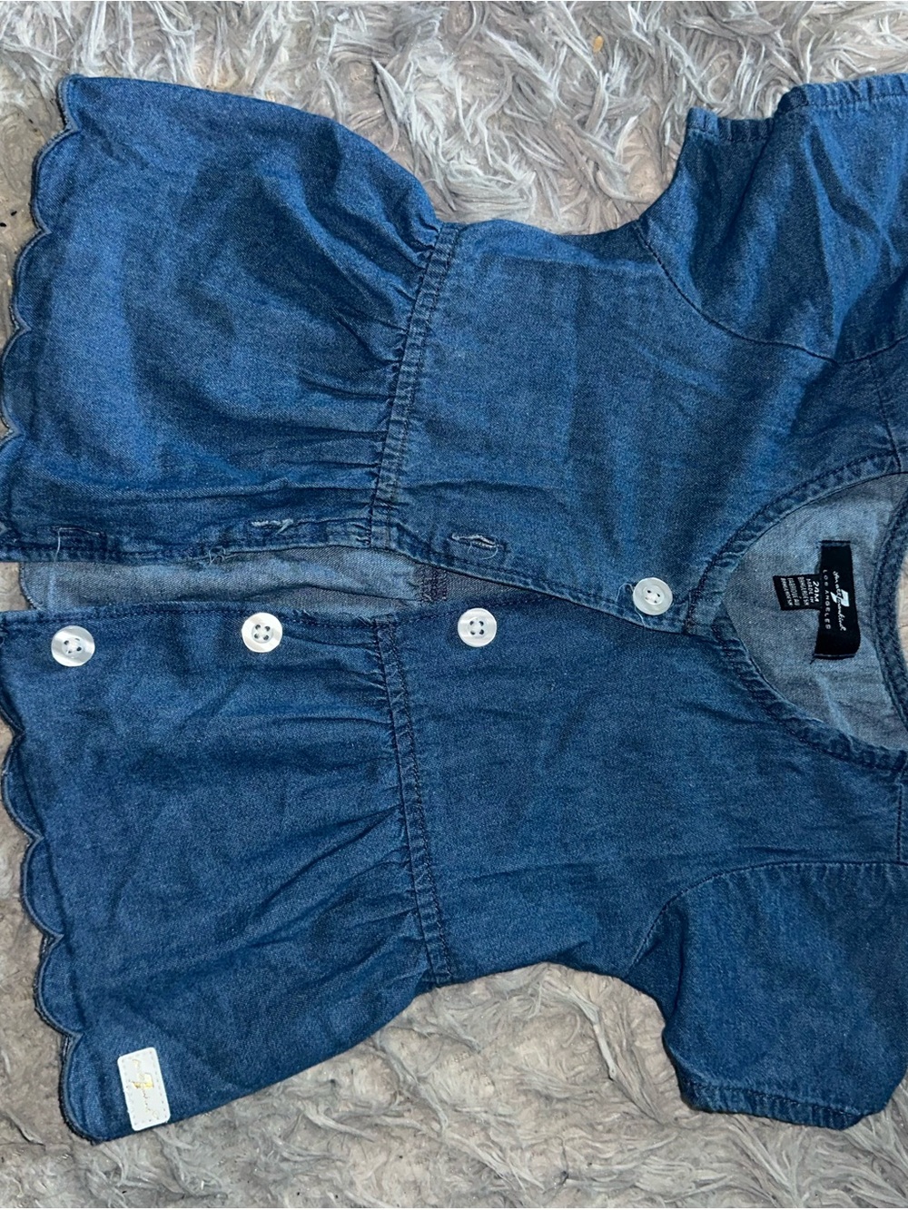 7 For All Mankind Girls Denim Button-Front Peplum Top - Blue